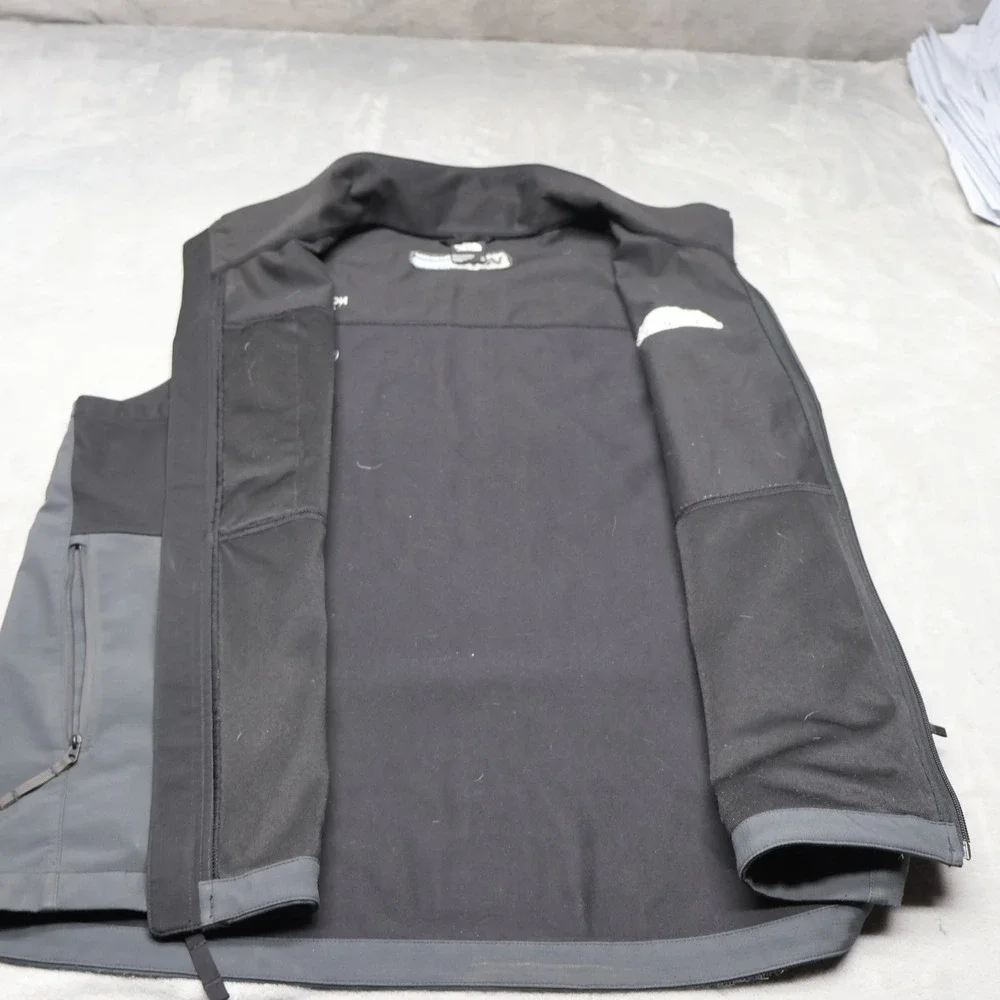 North Face Vest Men XL Gray Castle Rock Softshell Rain Wind Full Zip Hiking LOGO